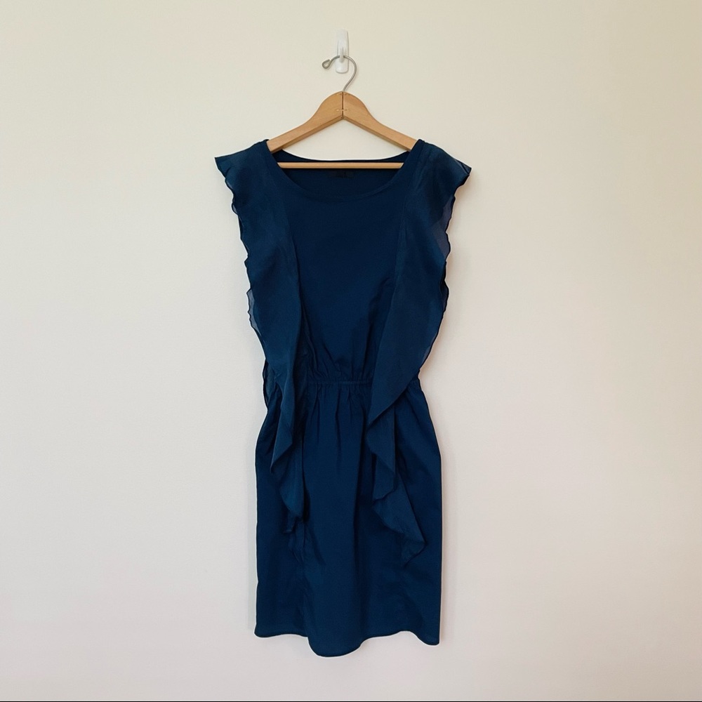 GAP Marine Blue Ruffled Pencil Dress